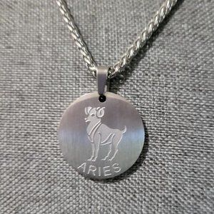 Stainless Steel Aries Pendant Necklace. Unisex. Brand New in the Box